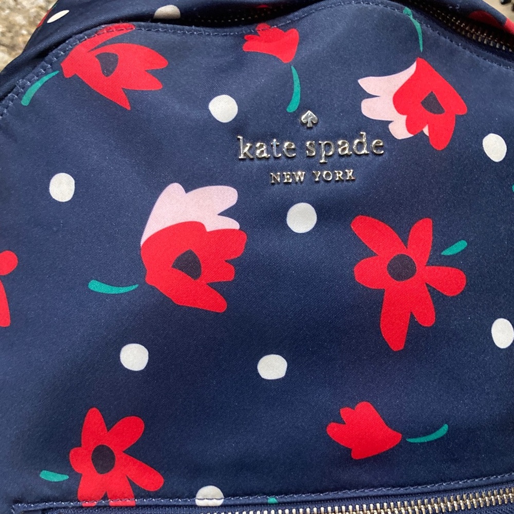 kate spade navy floral polka dot backpack - Picture 3 of 16
